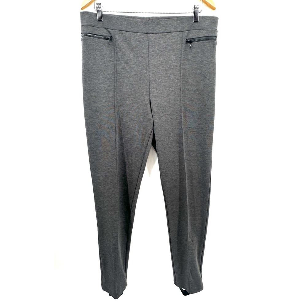 Soft Surroundings XL SoftEssential Pull On Ponte Pants Gray Slit Pockets JJ01